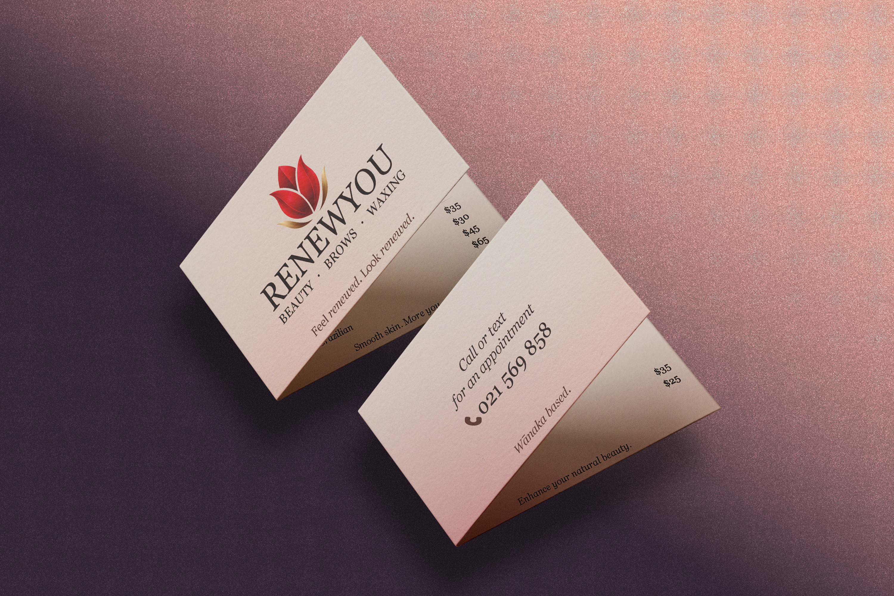 RenewYou beauty business card mockup